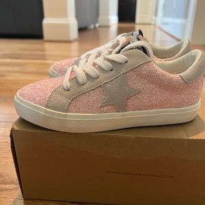 Vintage Havana girl Peppe Glitter sneaker, pink glitter size 2